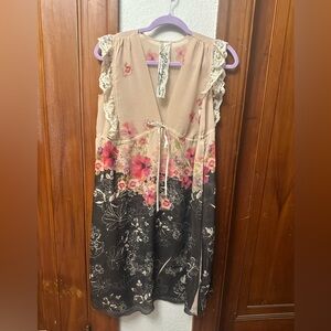 Floral Lace Trim Dress size small by Code Vintage